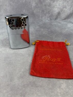 Vintage Jon-E Giant GI Hand Warmer Aladdin Red Flannel Bag Fuel Wick 4.5”
